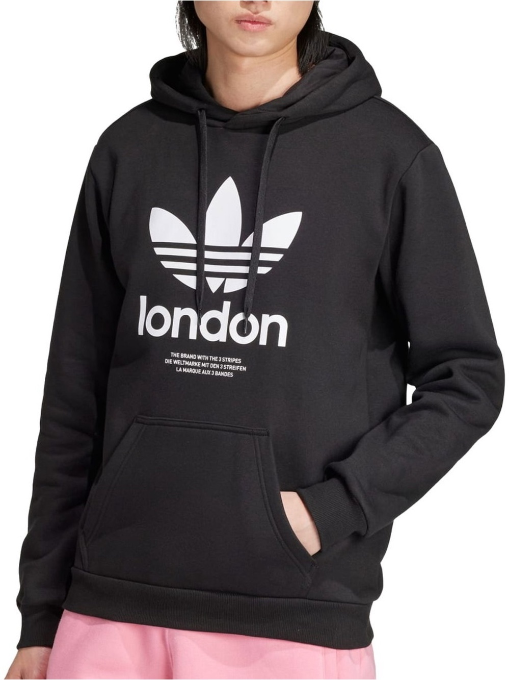 adidas Black Hoodie with White Trefoil London Logo